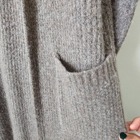 NWOT EXPRESS GREY WOOL BLEND LONG DUSTER OPEN CARDIGAN WITH POCKETS SZ M - Picture 10 of 14